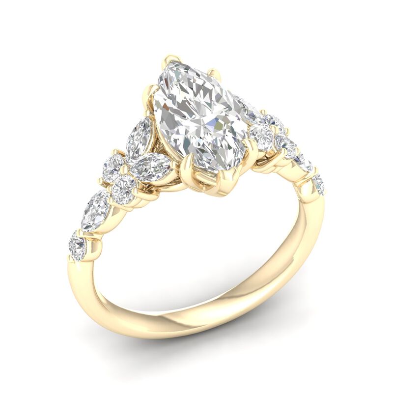 Marquise-Cut Lab Grown 2 3/4ctw. Diamond With Marquise & Brilliant-Cut Accents Engagement Ring in 14k Yellow Gold image number null
